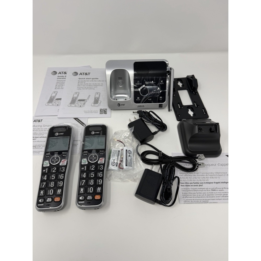 AT&T BL102-2 Cordless Phone‎ Answering System w/ Call Block & 2 Handsets